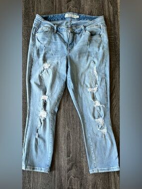 torrid Light Blue Distressed Skinny Cropped Jean Jeggings | Size 12